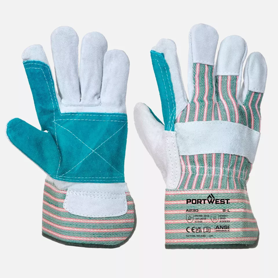 Portwest A230GRR, Double Palm Rigger Glove, Grey, image 3, gallery thumbnail