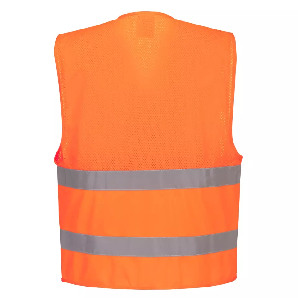Portwest C494ORR, Hi-Vis Half Mesh Two Band Vest, Orange, image 2, gallery thumbnail