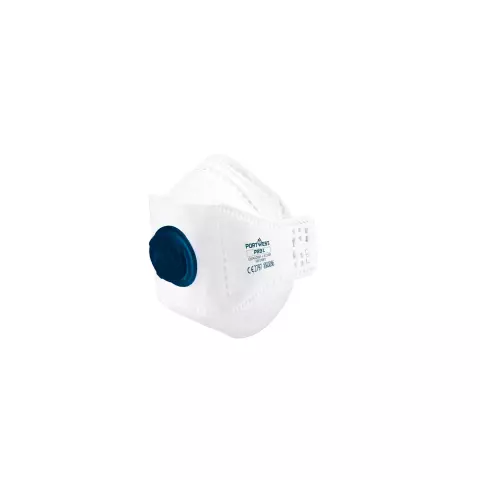 Portwest EAGLE FFP2 Valved Dolomite Fold Flat Respirator, White
