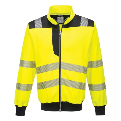 Portwest PW3 Hi-Vis Zip Sweatshirt, Yellow/Black