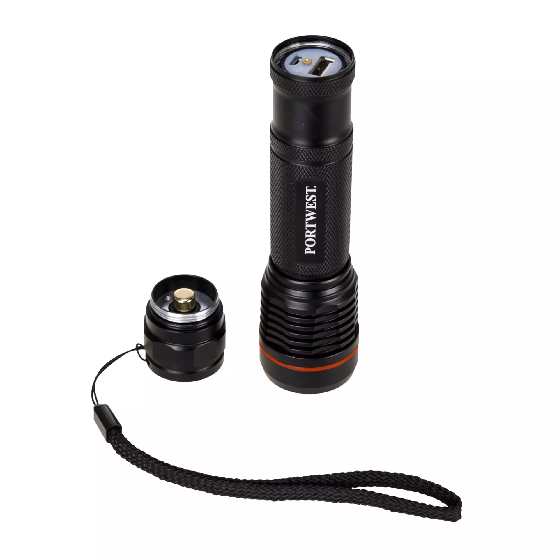 Portwest PA75BKR, USB Rechargeable Torch, Black, image 4