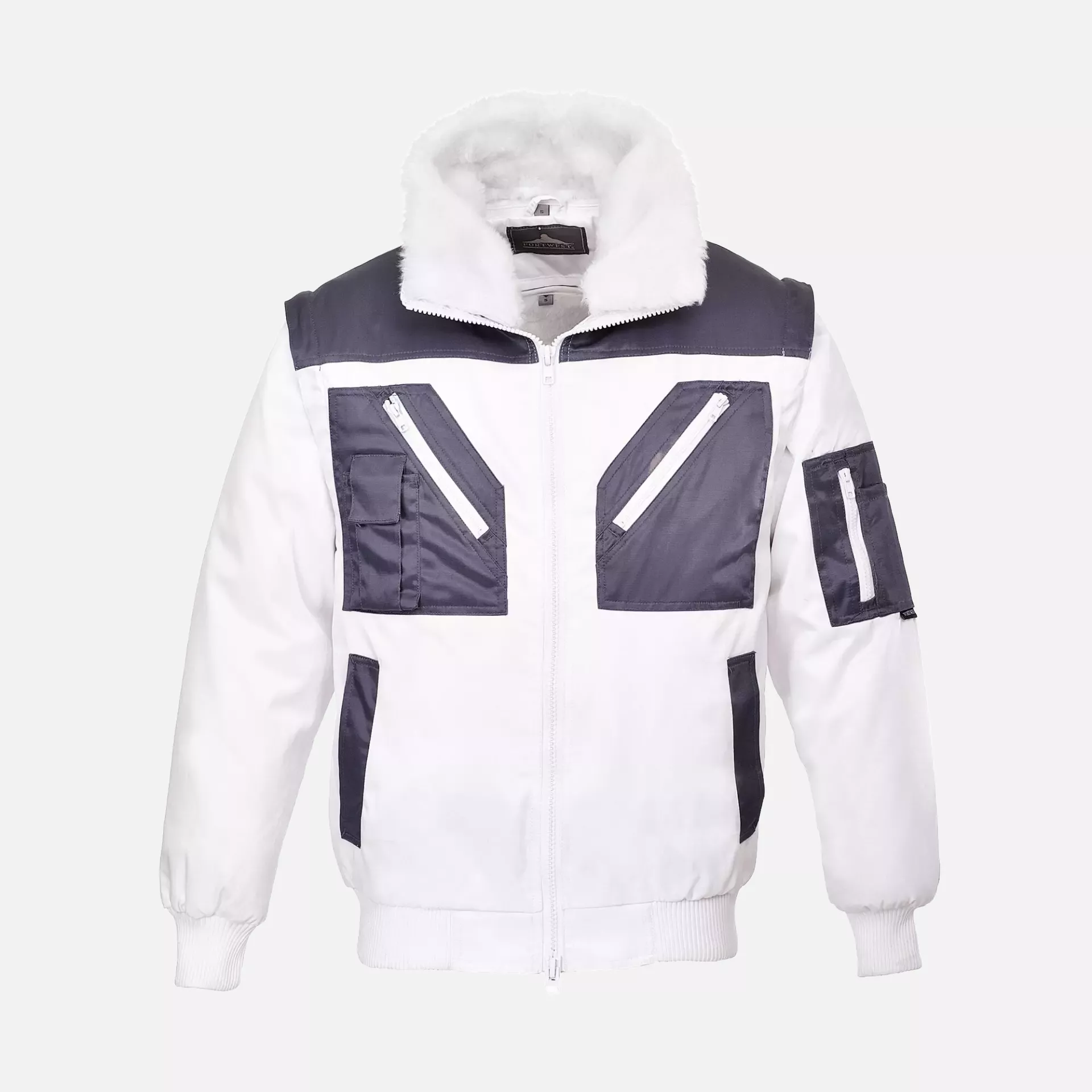 Portwest PJ20WHR, Two Tone Pilot Jacket, White, image 1