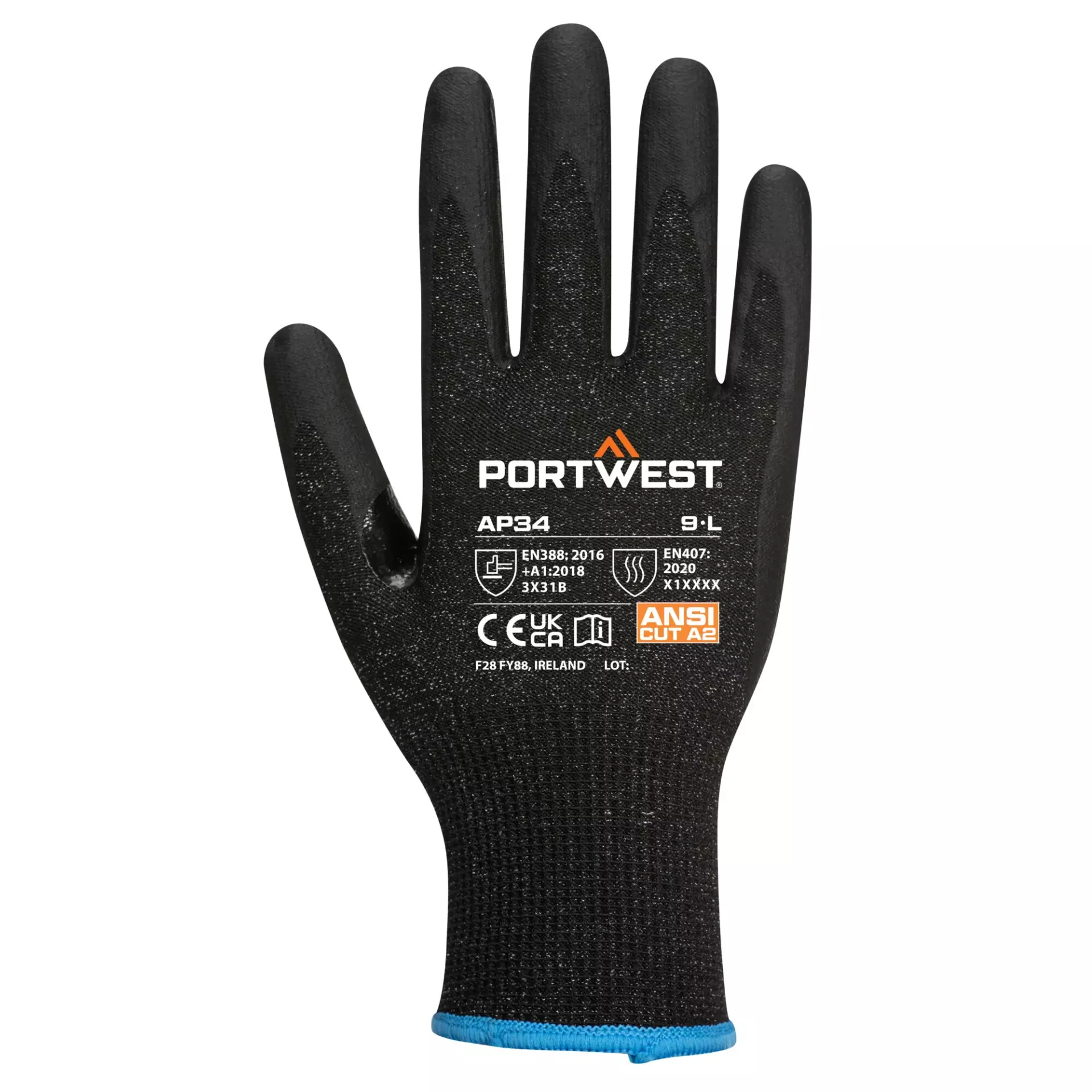 Portwest AP34K8R, LR15 Nitrile Foam Touchscreen Glove, Black, image 1