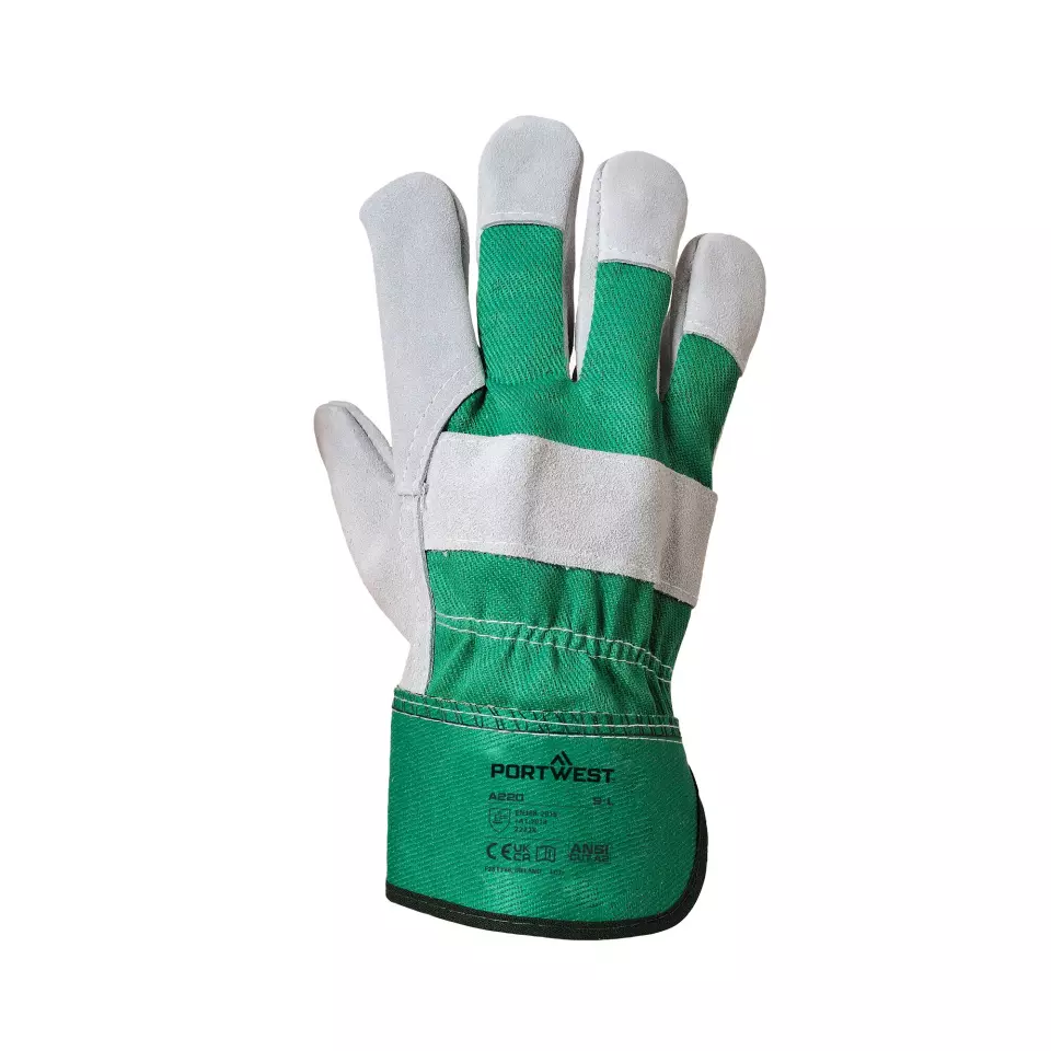 Portwest A220GNR, Premium Chrome Rigger Glove, Green, image 1, gallery thumbnail