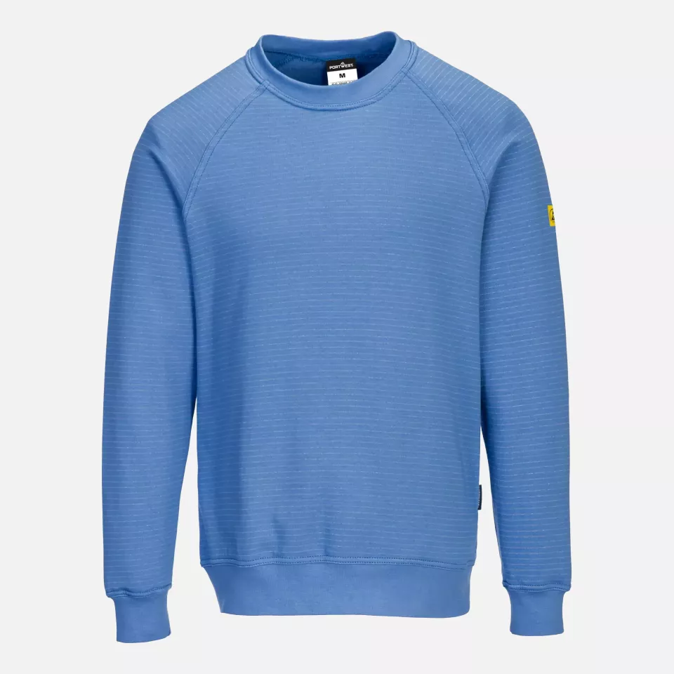 Portwest AS24HBR, Anti-Static ESD Sweatshirt, Hamilton Blue, image 1, gallery thumbnail