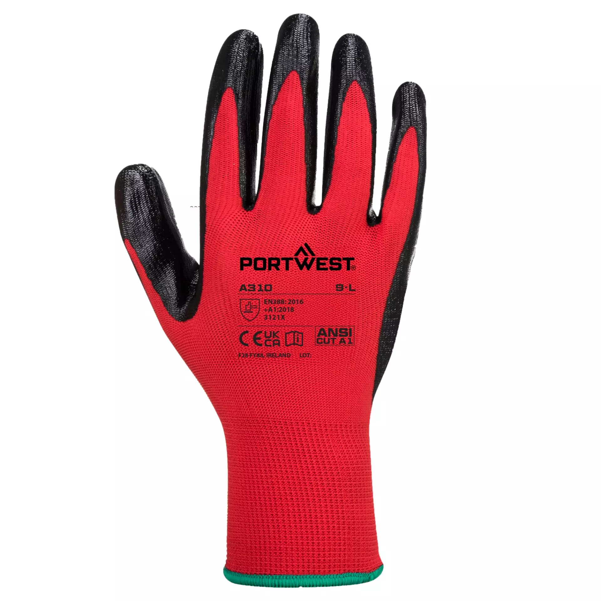 Portwest A310R8R, Flexo Grip Nitrile Glove, Red/Black, image 1