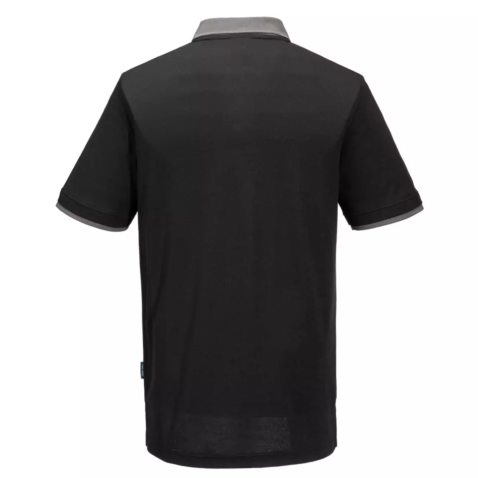 Portwest PW210BZR, PW2 Cotton Comfort Polo Shirt S/S, Black/Zoom Grey, image 2, gallery thumbnail