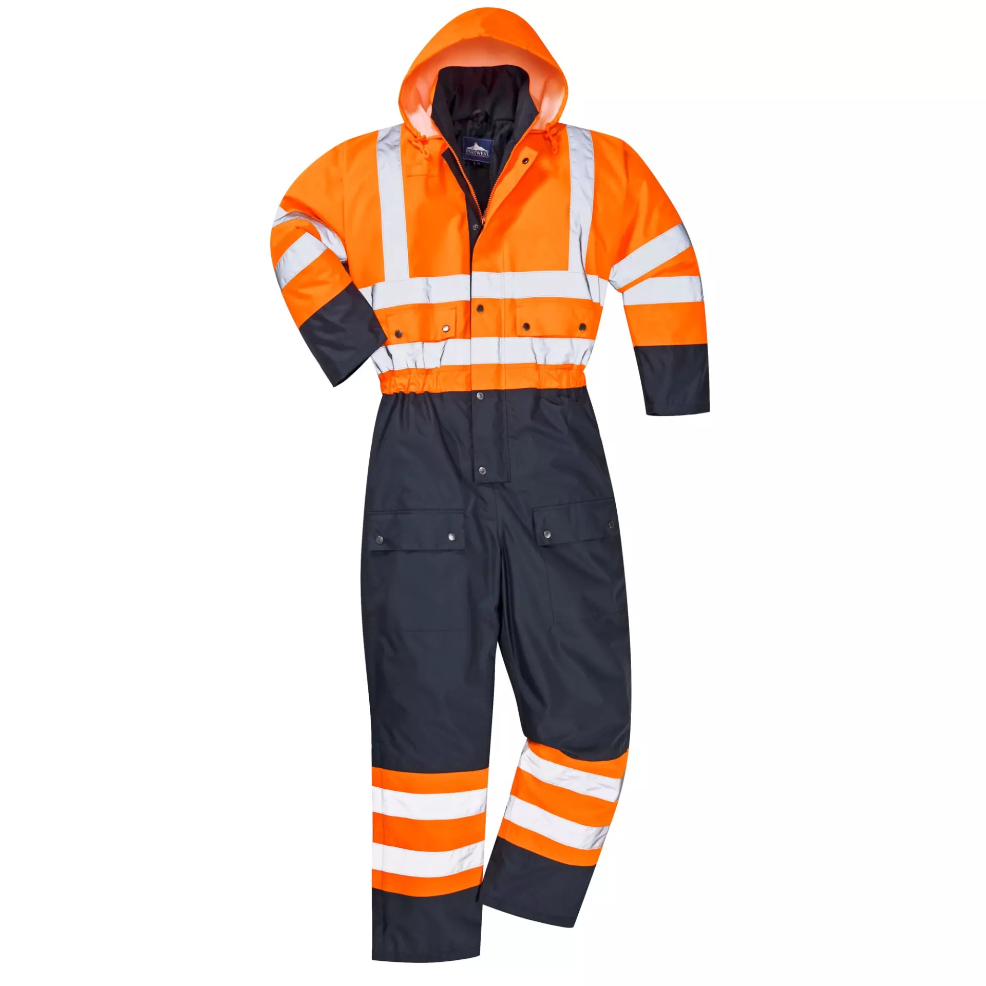 Portwest S485ONR, Hi-Vis Contrast Winter Coverall, Orange/Navy, image 2