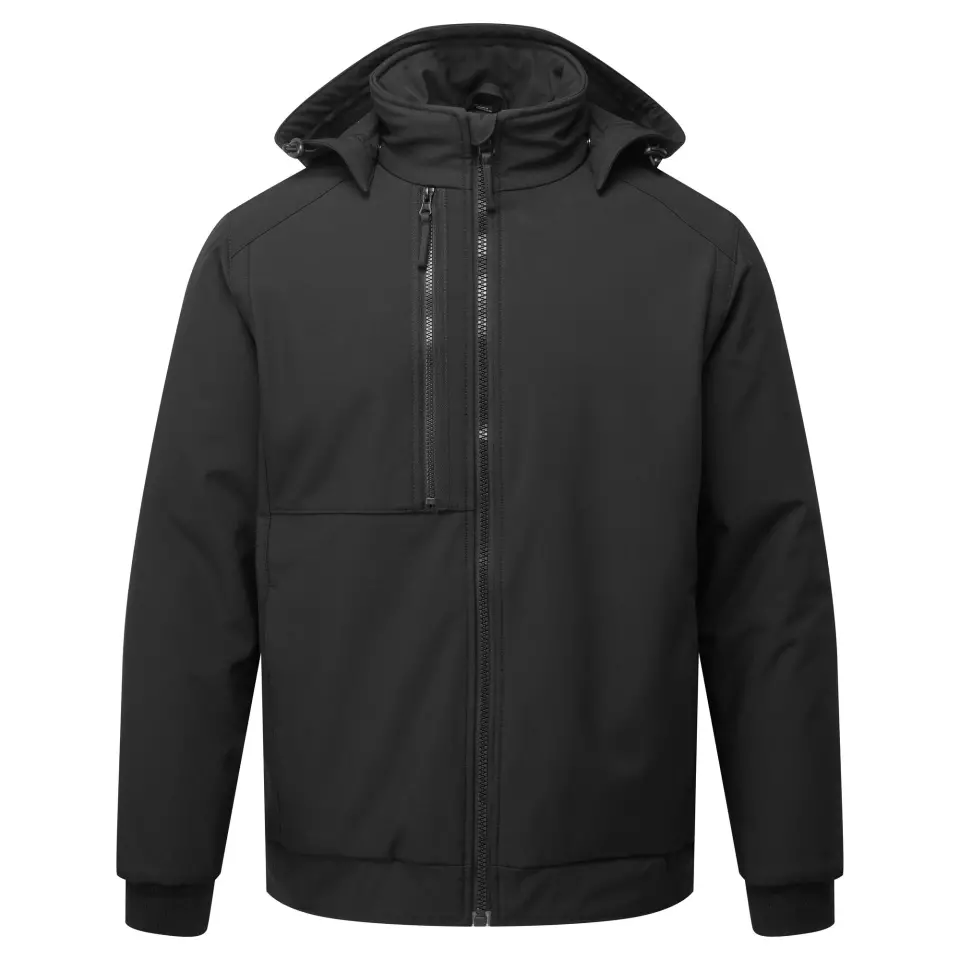 Portwest CD874BKR, WX2 Eco Hooded Insulated Softshell (2L), Black, image 1, gallery thumbnail