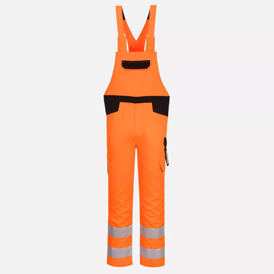 Portwest PW244OBR, PW2 Hi-Vis Bib and Brace, Orange/Black, image 1, gallery thumbnail