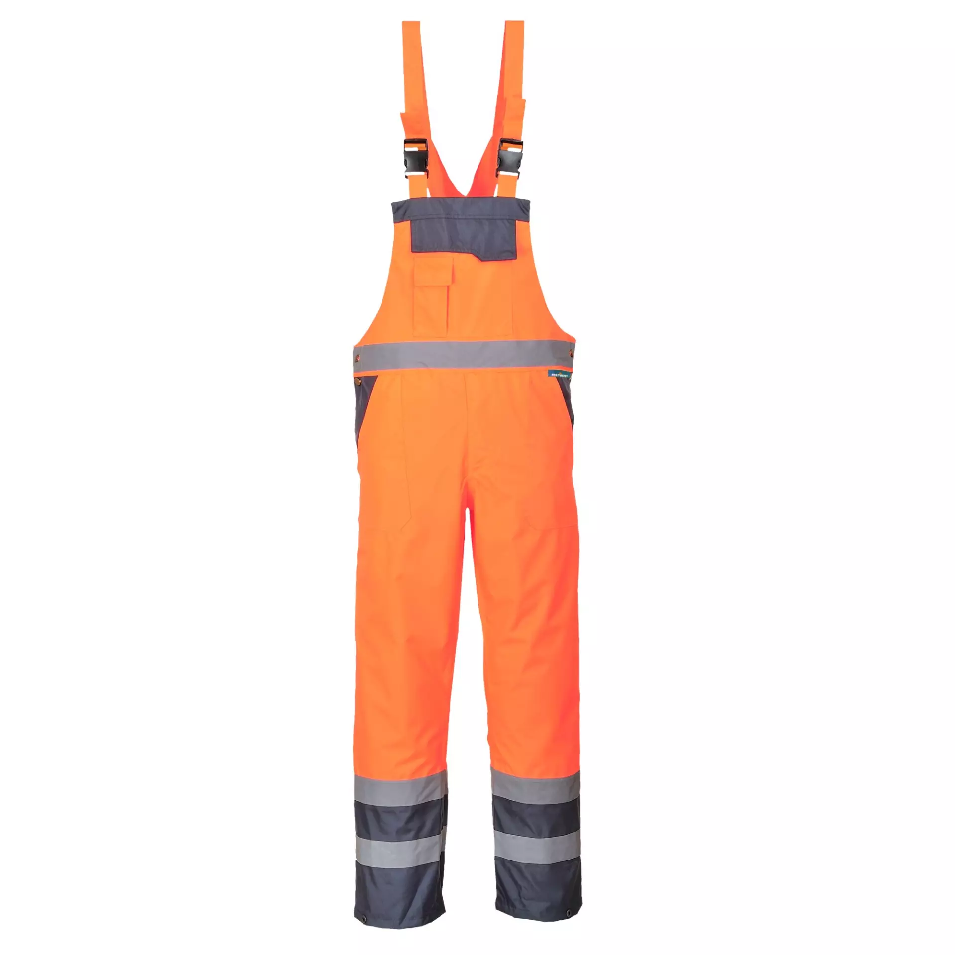 Portwest S488ONR, Hi-Vis Breathable Contrast Rain Bib and Brace, Orange/Navy, image 1