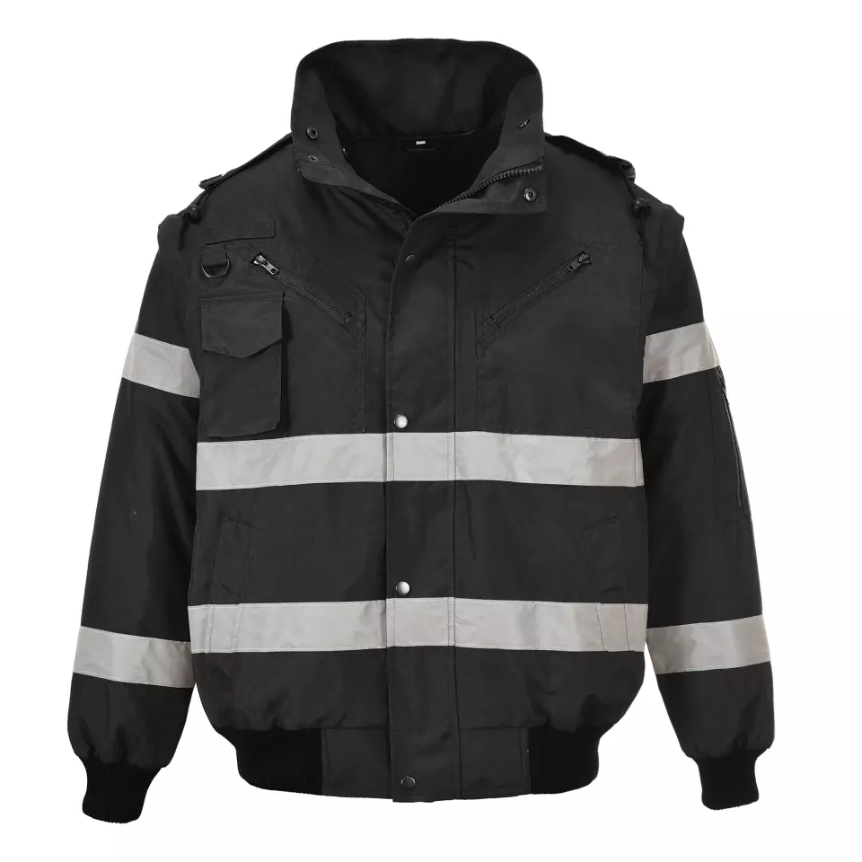 Portwest S435BKR, Iona 4-in-1 Bomber Jacket, Black, image 1, gallery thumbnail