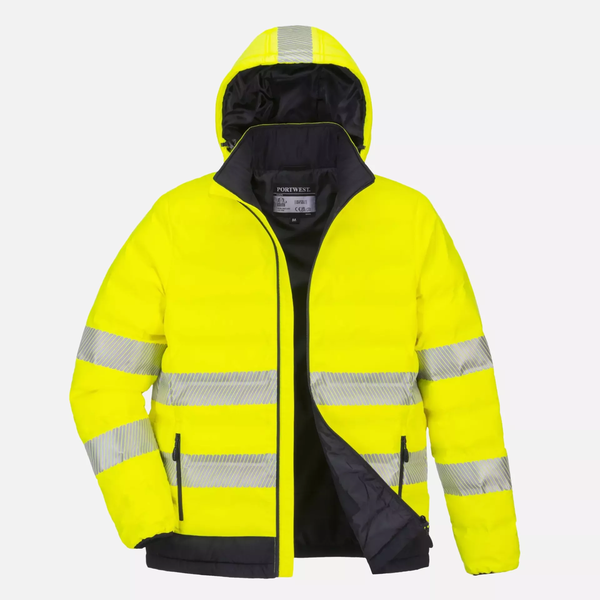 Portwest S548YBR, Hi-Vis Ultrasonic Heated Tunnel Jacket, Yellow/Black, image 3
