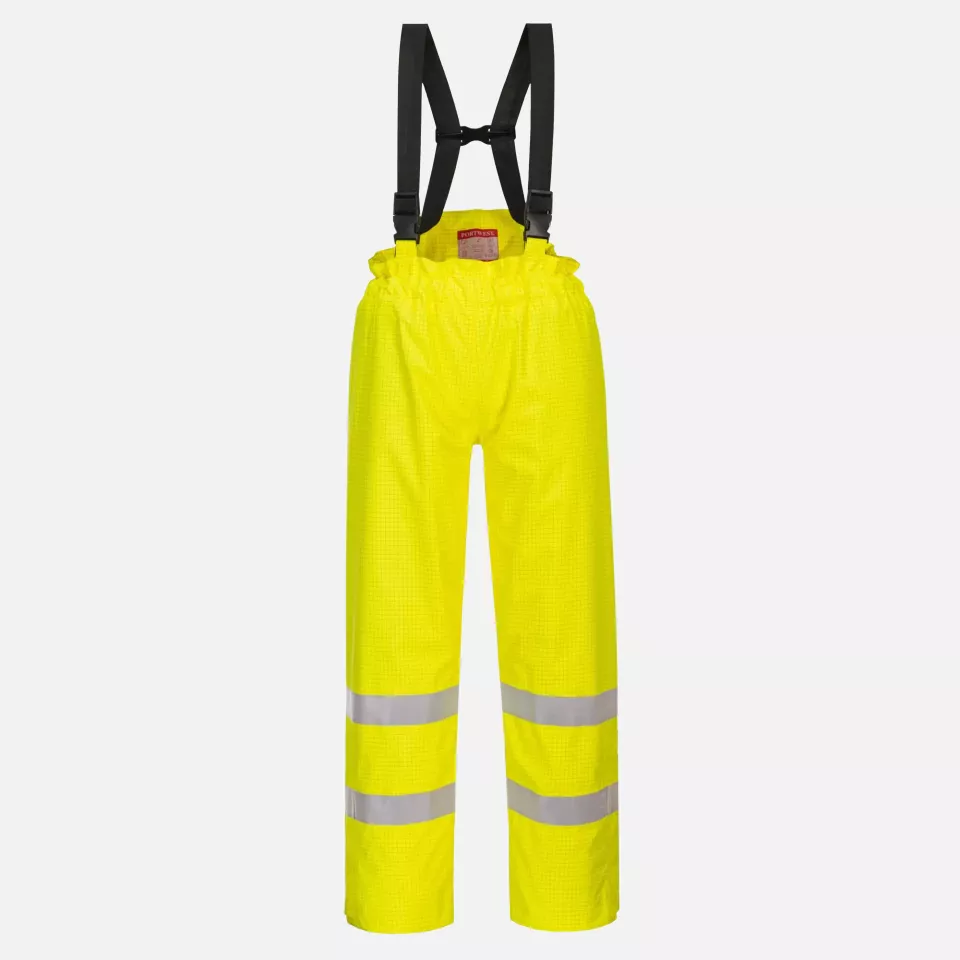 Portwest S781YER, Bizflame Rain Lined Hi-Vis Antistatic FR Trousers, Yellow, image 1, gallery thumbnail