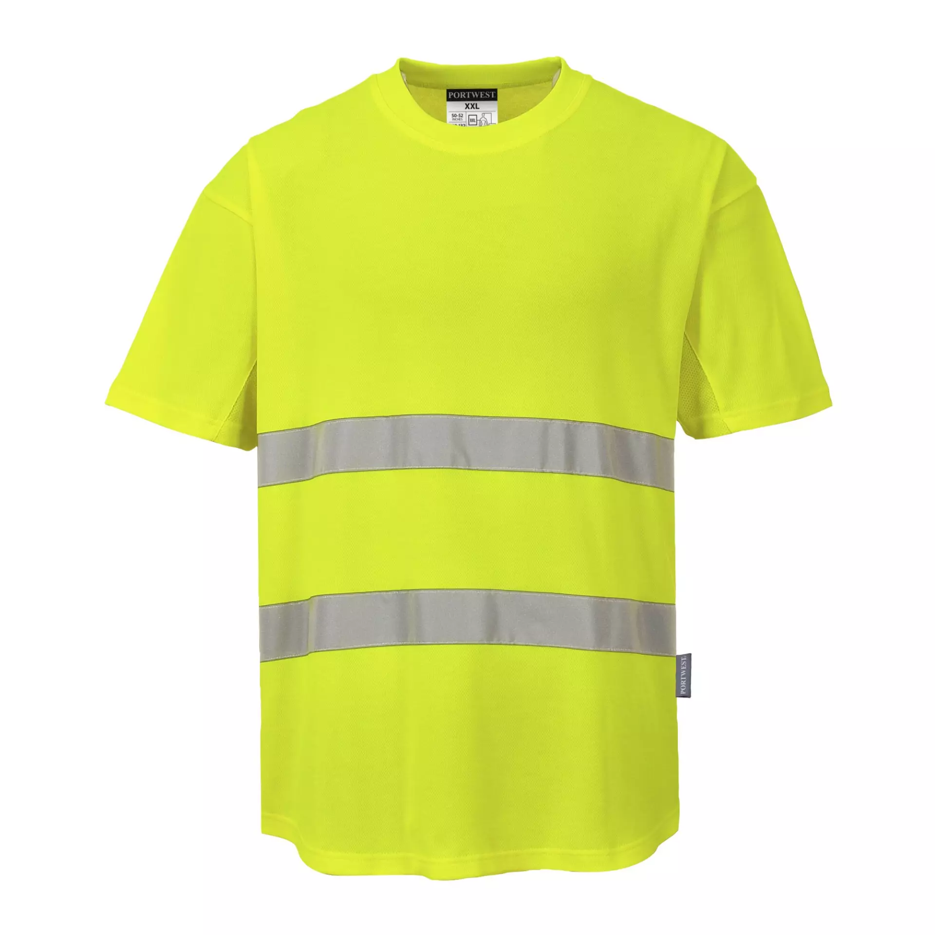 Portwest C394YER, Hi-Vis Cotton Comfort Mesh Insert T-Shirt S/S, Yellow