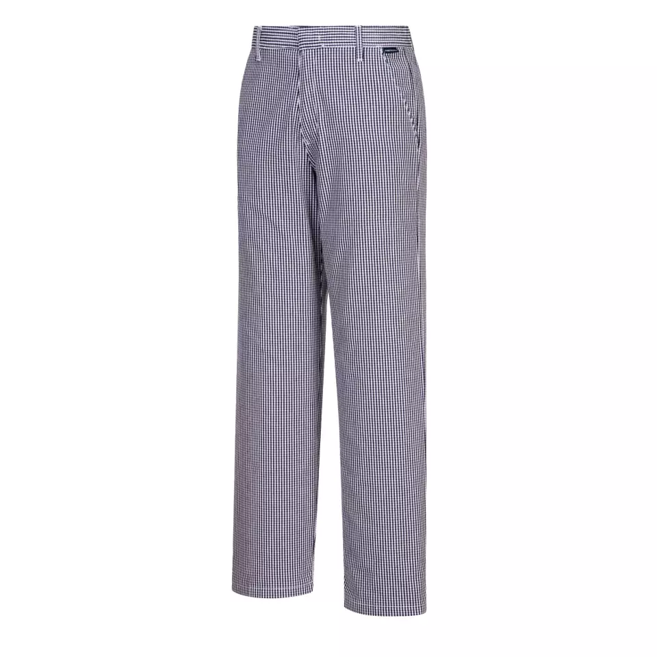 Portwest C075CHR, Chef's Barnet Trousers, Blue Check, image 3, gallery thumbnail