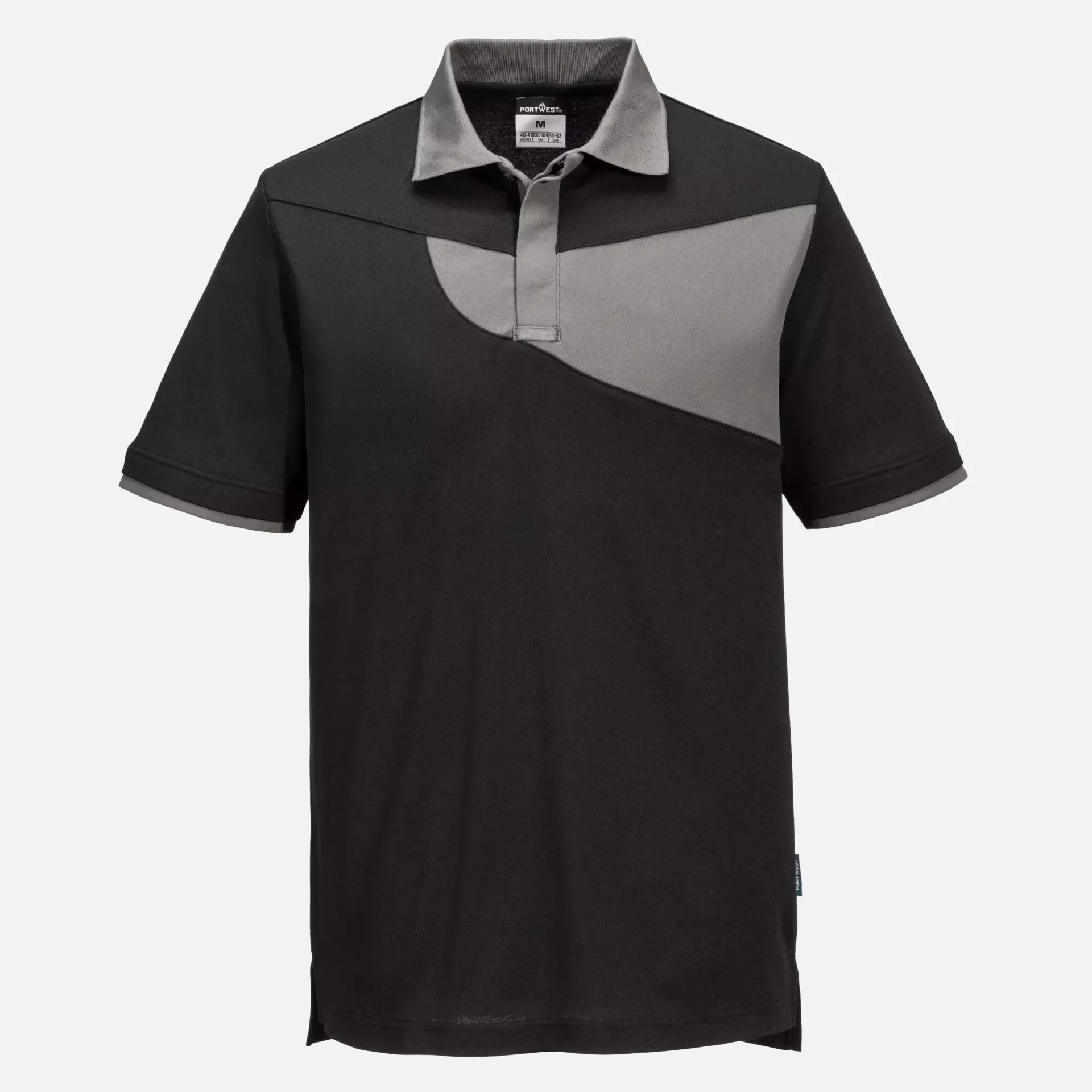Portwest PW210BZR, PW2 Cotton Comfort Poloshirt Kurzarm, Schwarz/Zoom Grau, image 1