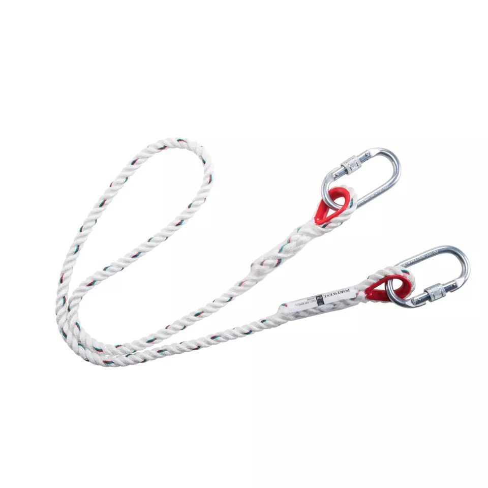 Portwest FP24WHR, Single Rope 1.5m Restraint Lanyard, White, image 1, gallery thumbnail