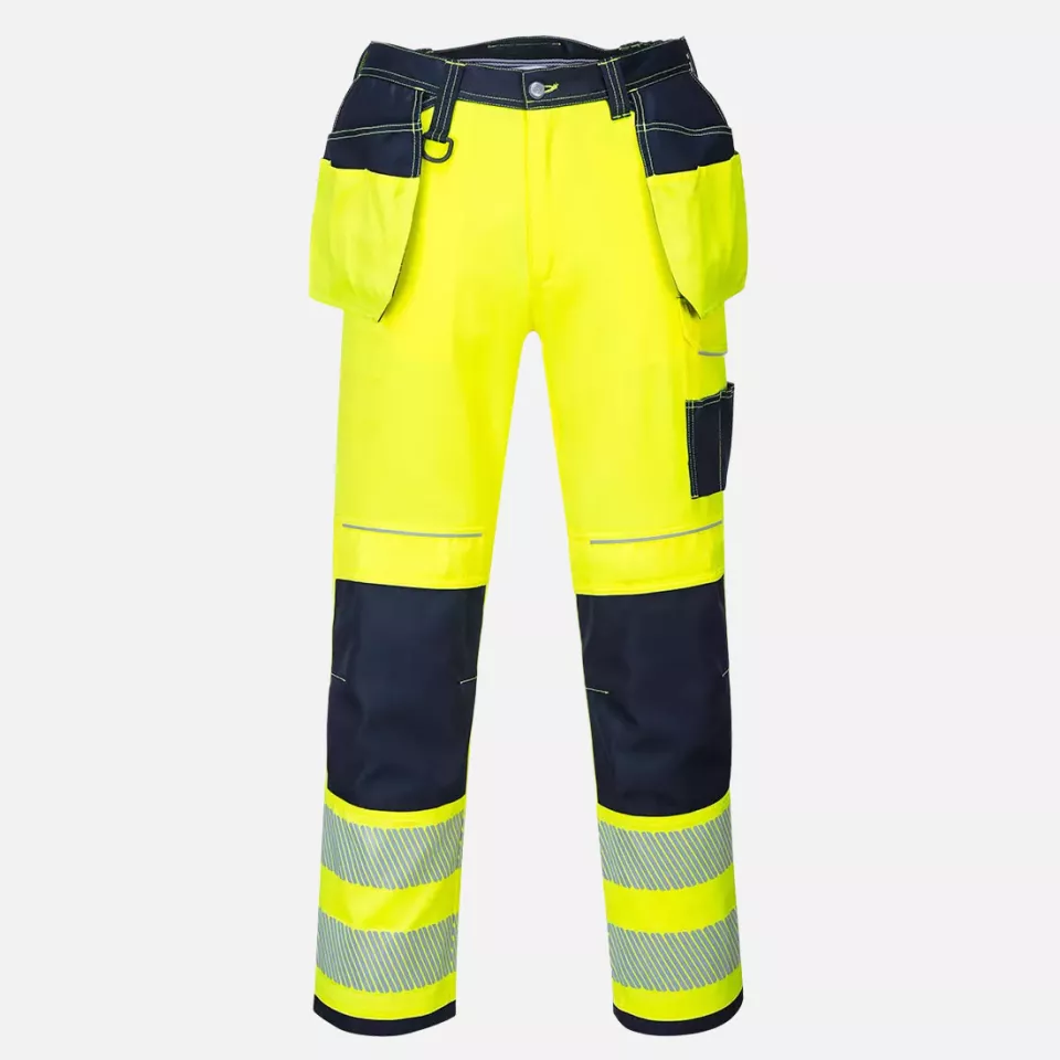 Portwest T501YNS, PW3 Hi-Vis Arbeitshose mit Holstertaschen, Gelb/Marine Kurz, image 1, gallery thumbnail
