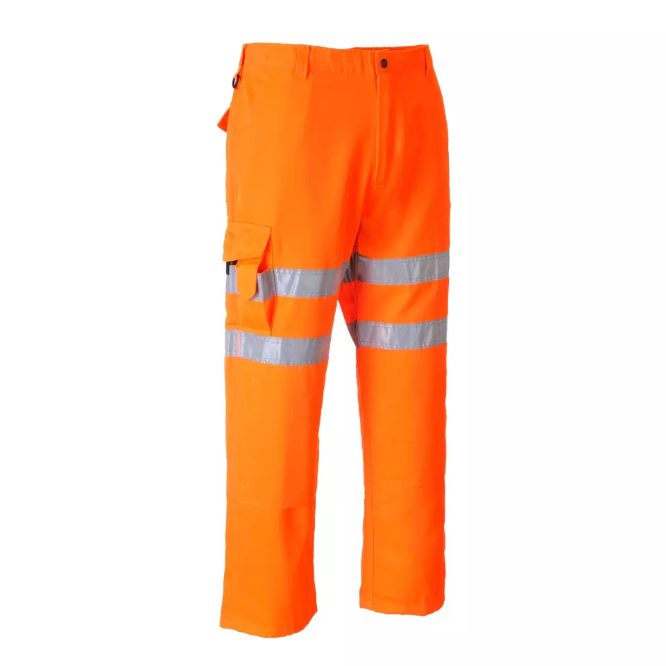 Portwest RT46ORR, Hi-Vis Rail Work Trousers, Orange, image 2, gallery thumbnail