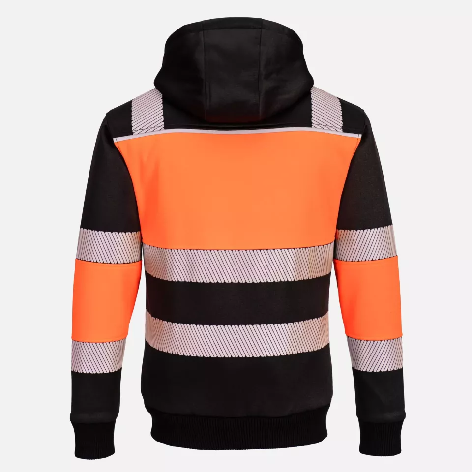 Portwest PW377OBR, PW3 Zipped Class 1 Winter Hoodie, Orange/Black, image 2, gallery thumbnail