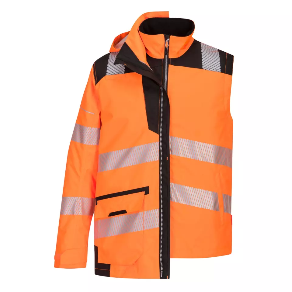 Portwest PW367OBR, PW3 Hi-Vis Breathable 5-in-1 Jacket, Orange/Black, image 7, gallery thumbnail