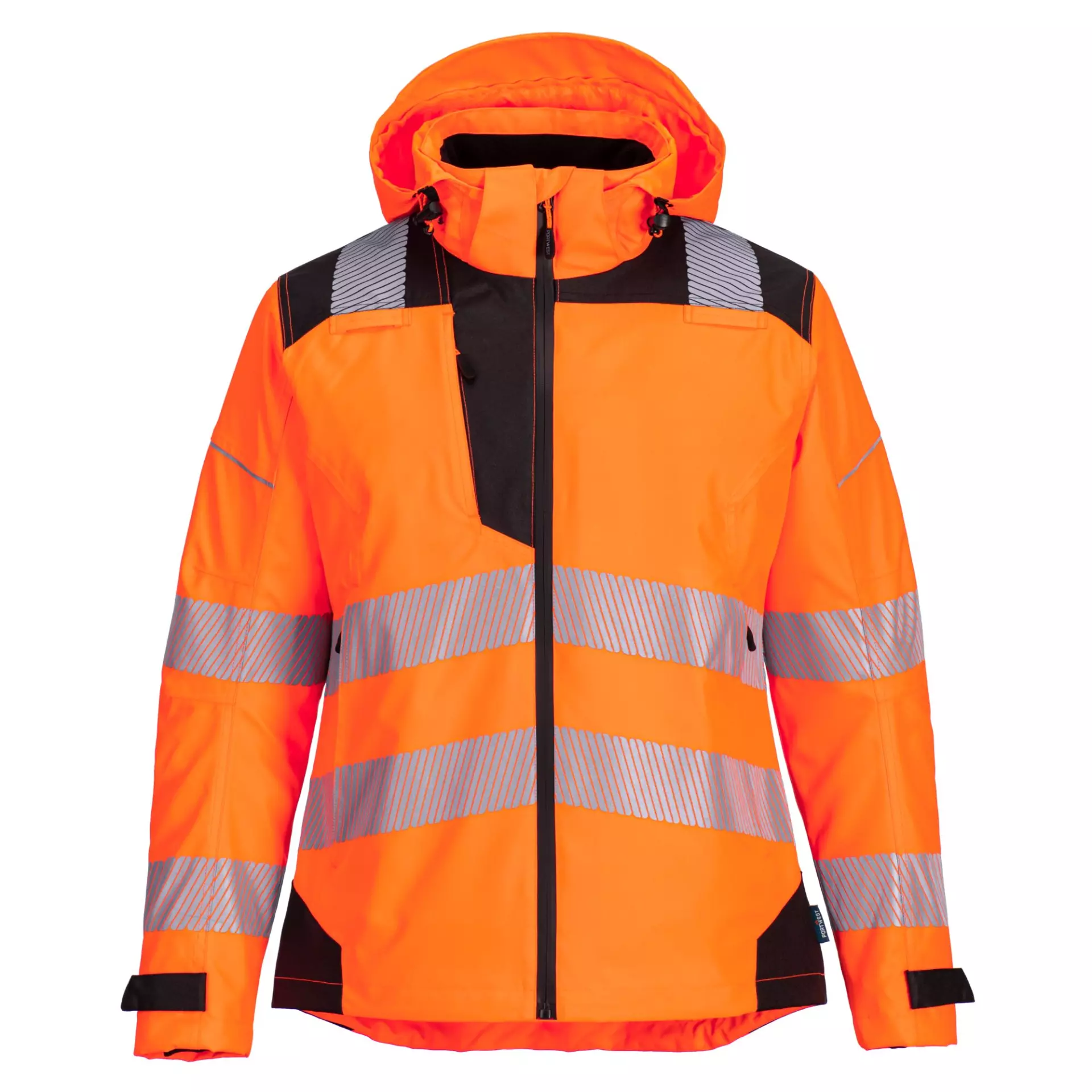 Portwest PW389OBR, PW3 Hi-Vis Women's Rain Jacket, Orange/Black