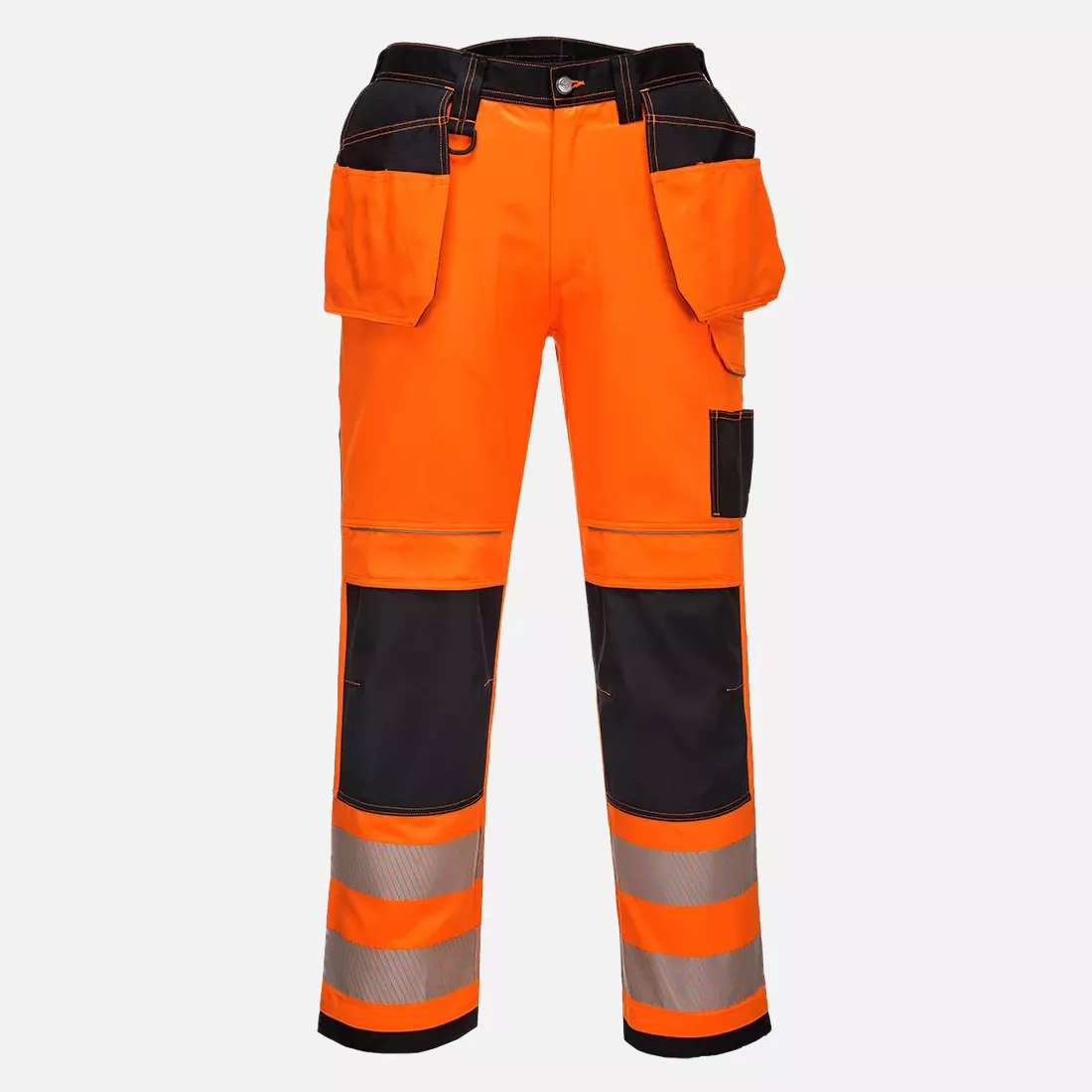 Portwest T501OBR, PW3 Hi-Vis Arbeitshose mit Holstertaschen, Orange/Schwarz, image 1
