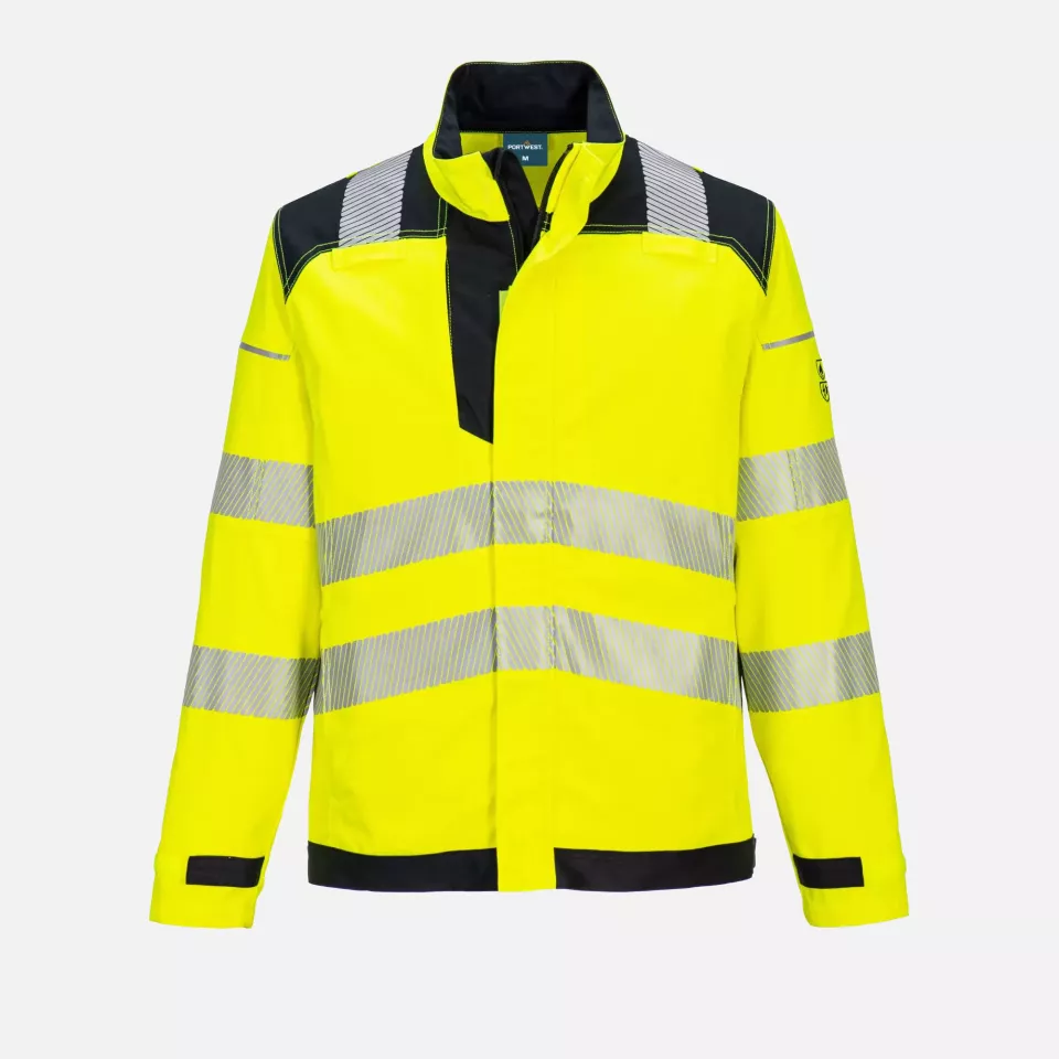 Portwest FR714YBR, PW3 FR Modaflame Hi-Vis Work Jacket, Yellow/Black, image 1, gallery thumbnail