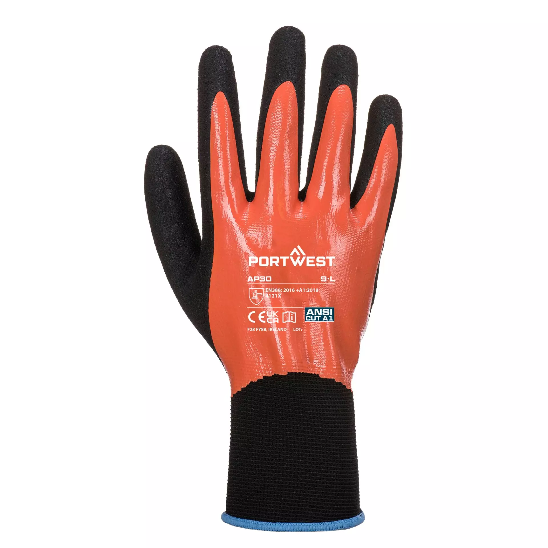 Portwest AP30O8R, Dermi Pro Handschuh, Orange-Schwarz, image 1