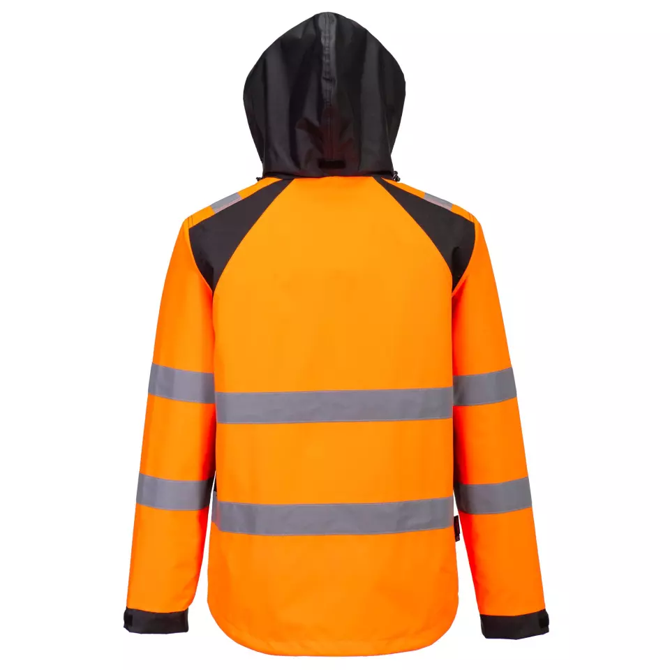 Portwest CD860OBR, WX2 Eco Hi-Vis Rain Jacket, Orange/Black, image 2, gallery thumbnail