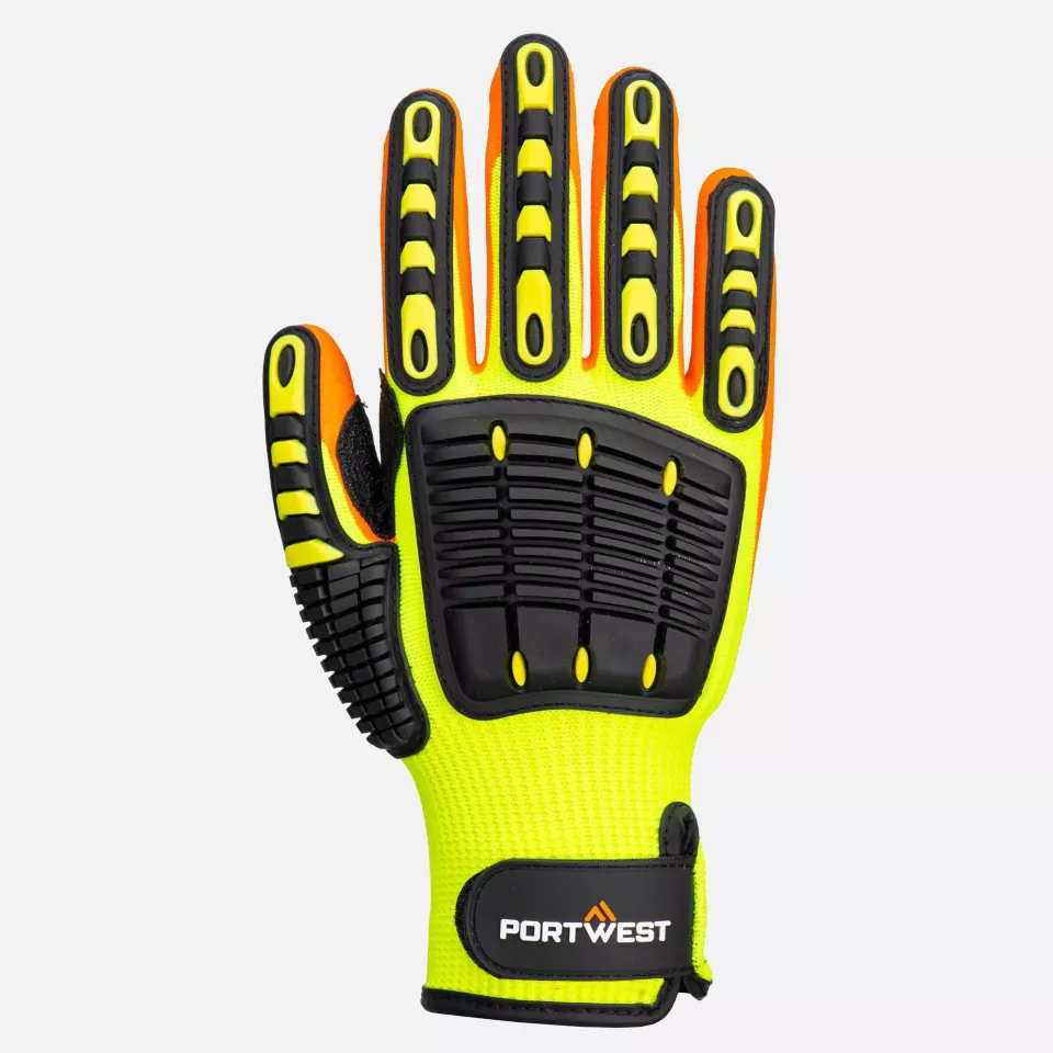 Portwest A721Y1R, Anti Impact Grip Glove, Yellow/Orange, image 1, gallery thumbnail