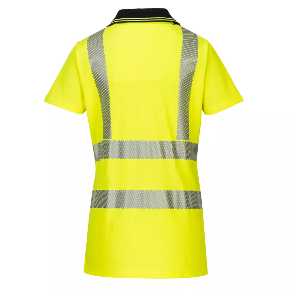 Portwest LW72YBR, Hi-Vis Women's Cotton Comfort Pro Polo Shirt S/S, Yellow/Black, image 2, gallery thumbnail