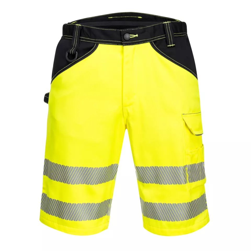 Portwest PW348YBR, PW3 Hi-Vis Shorts, Yellow/Black, image 1, gallery thumbnail