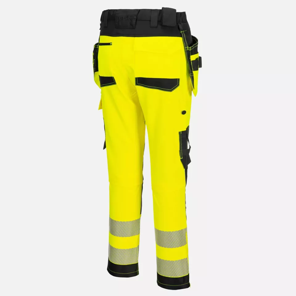 Portwest DX454YBR, DX4 Hi-Vis Detachable Holster Pocket Craft Trousers, Yellow/Black, image 3, gallery thumbnail