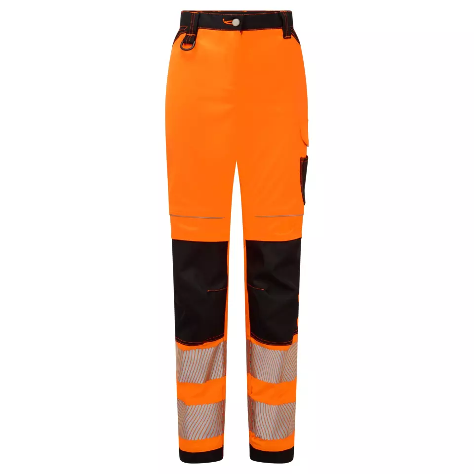 Portwest PW385OBR, PW3 Hi-Vis Women's Stretch Work Trousers, Orange/Black