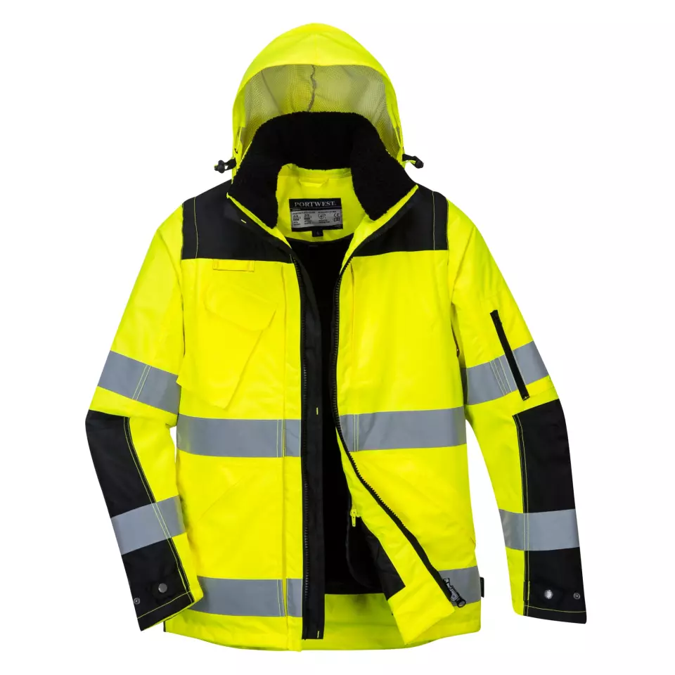 Portwest C469YBR, Hi-Vis 3-in-1 Contrast Winter Pro Jacket, Yellow/Black, image 1, gallery thumbnail