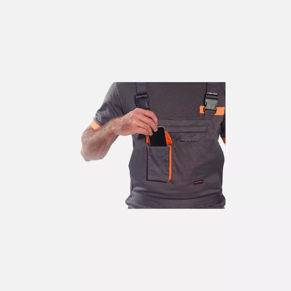 Portwest TX12GRR, Texo Contrast Bib and Brace, Grey, image 6, gallery thumbnail