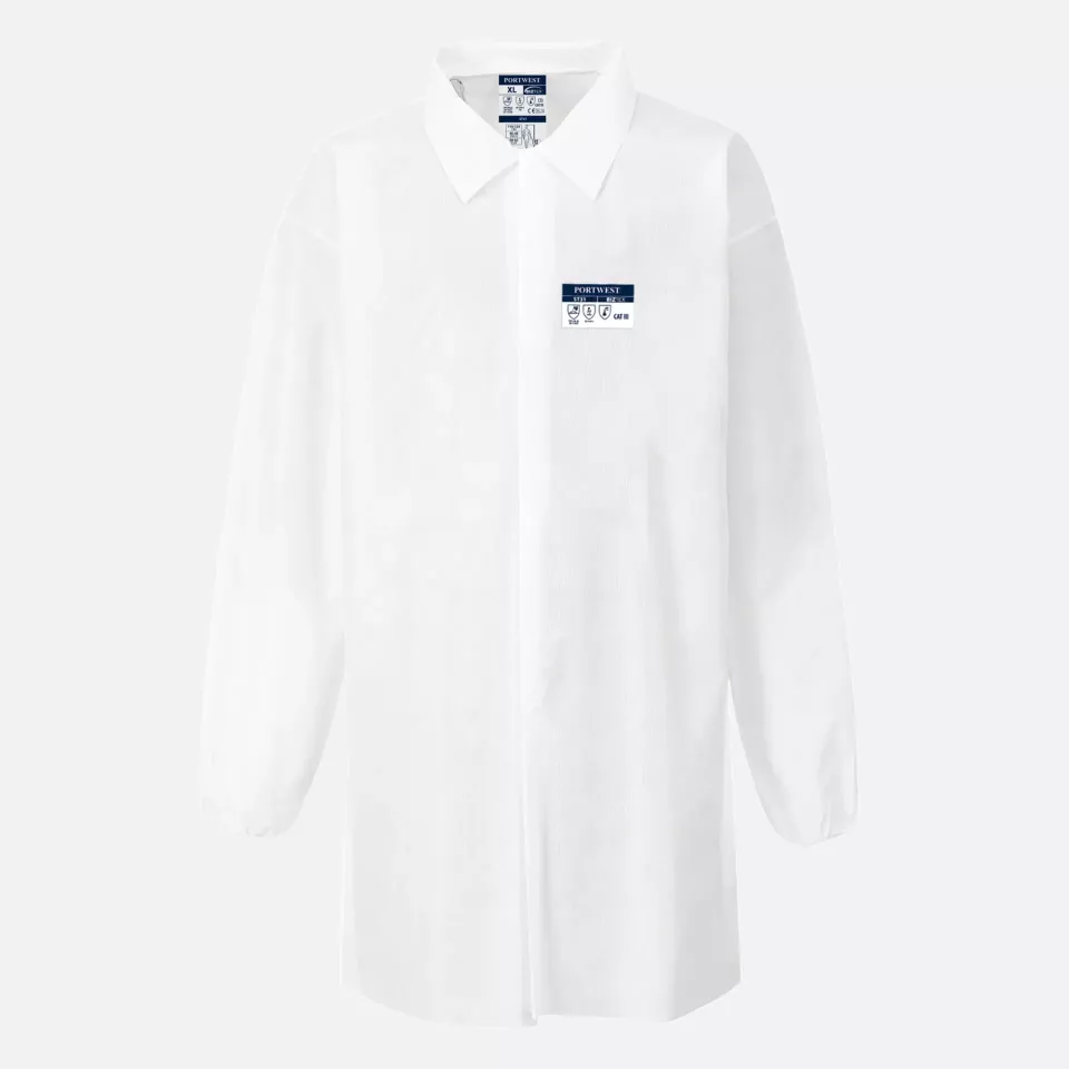 Portwest ST31WHR, BizTex SMS Coat Type PB [6], White, image 1, gallery thumbnail