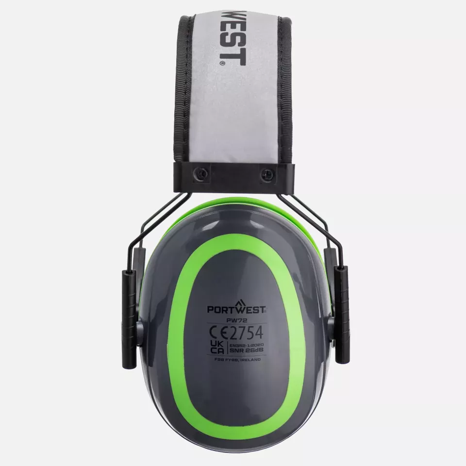 Portwest PW72GGN, HV Extreme Ear Defenders Low, Grey/Green, image 2, gallery thumbnail