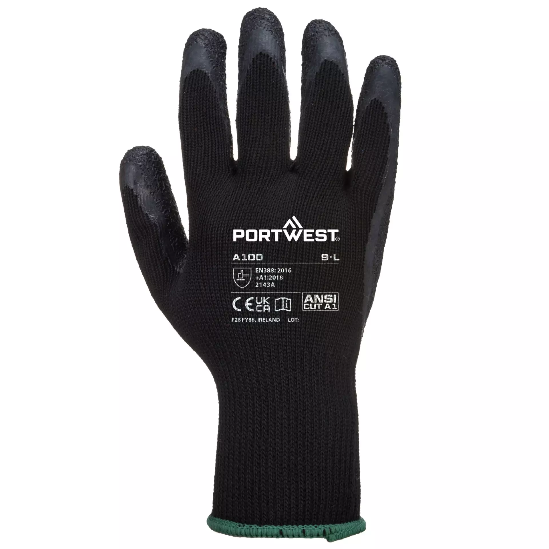 Portwest A100K8R, Grip Glove - Latex, Black, image 1