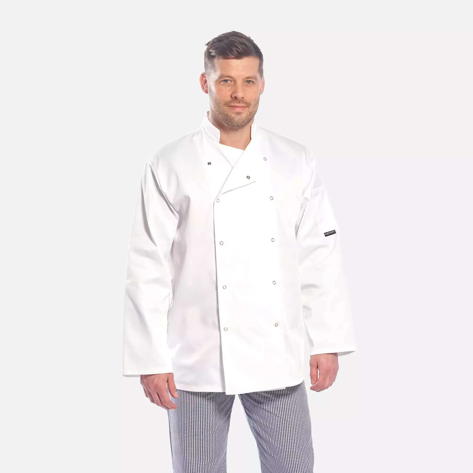 Portwest C833BKR, Chef's Suffolk Studded Jacket L/S, Black, image 2