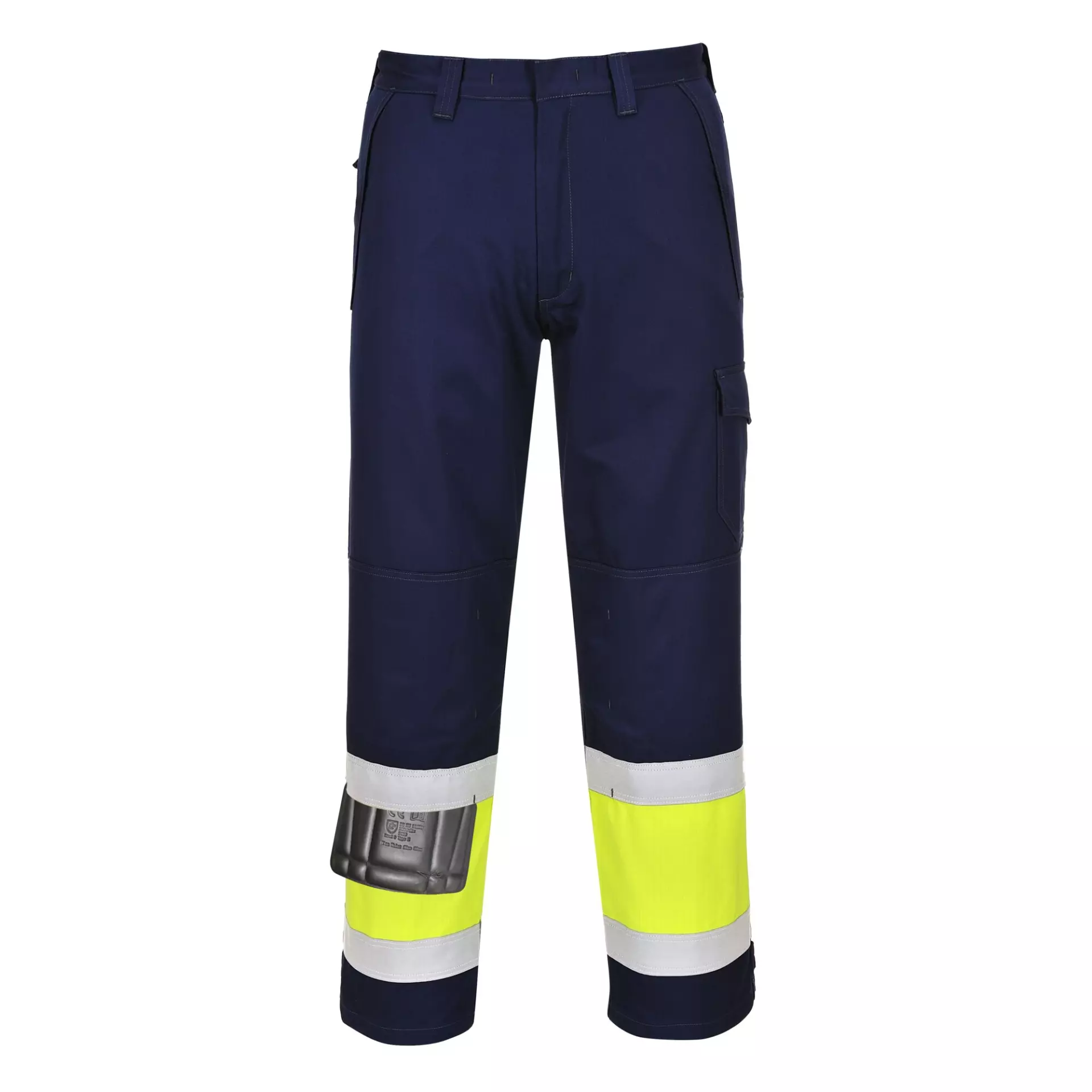 Portwest MV26YNT, Hi-Vis Modaflame Trousers, Yellow/Navy Tall, image 1