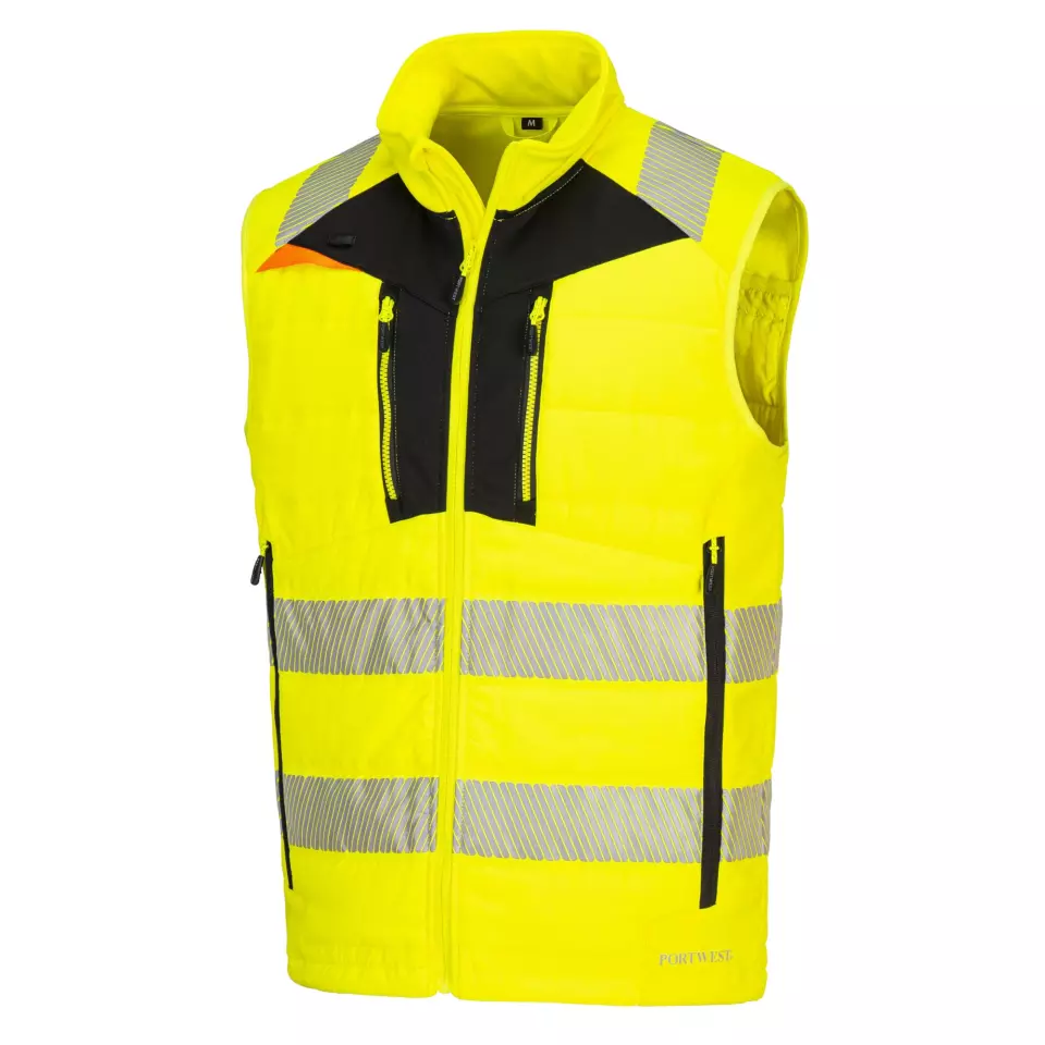 Portwest DX479YBR, DX4 Hi-Vis Hybrid Baffle Bodywarmer, Yellow/Black, image 3, gallery thumbnail