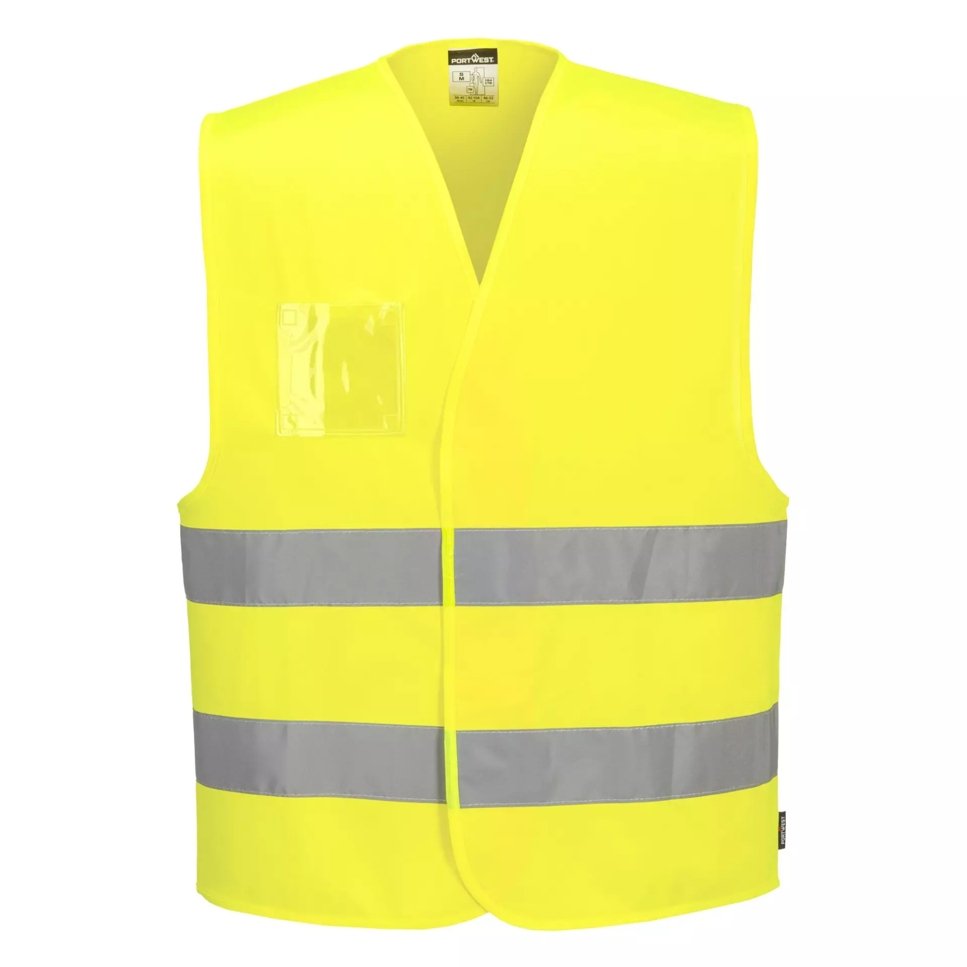 Portwest C475YER, Hi-Vis Two Band Dual ID Holder Vest, Yellow, image 1