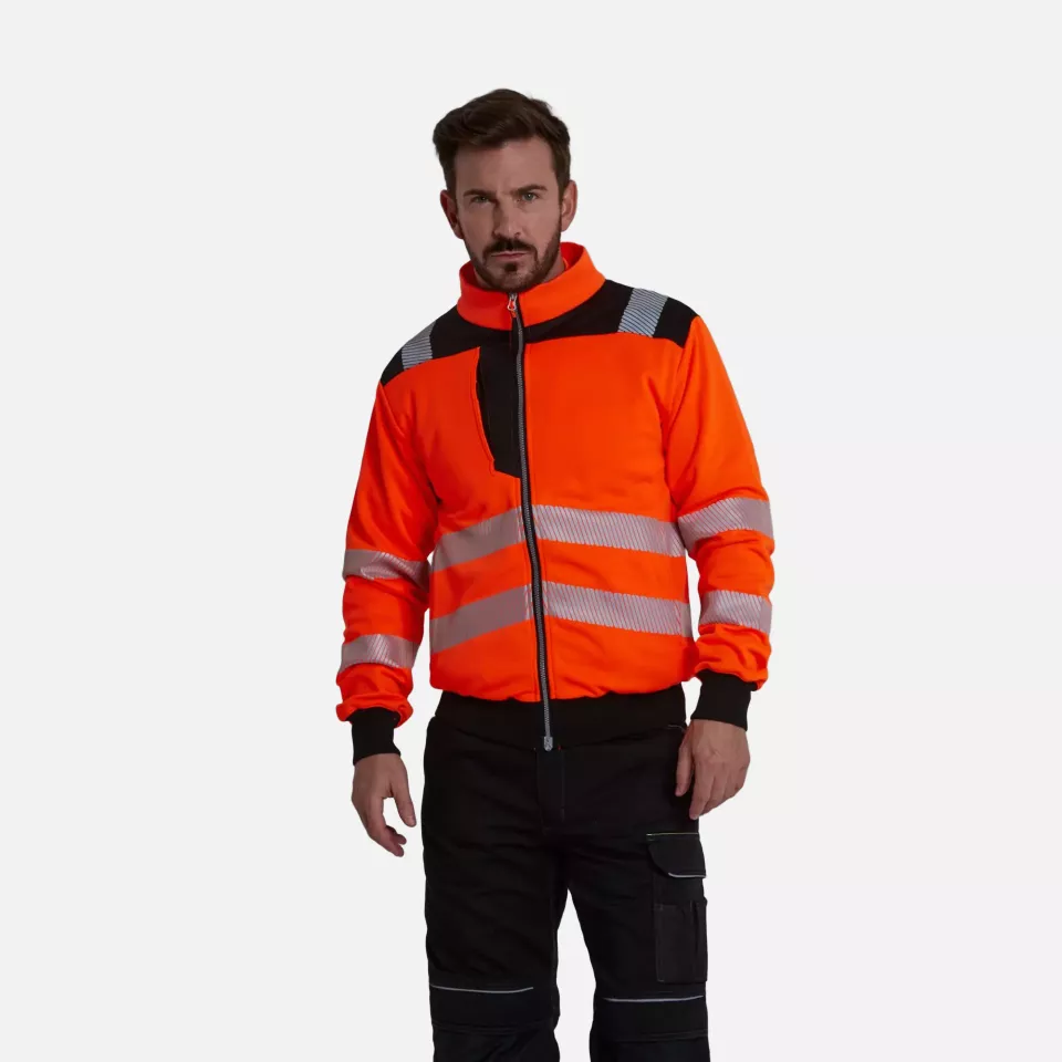 Portwest PW370OBR, PW3 Hi-Vis Zip Sweatshirt, Orange/Black, image 7, gallery thumbnail