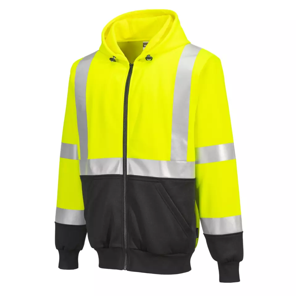Portwest B315YBR, Hi-Vis Contrast Zipped Hoodie, Yellow/Black, image 6, gallery thumbnail