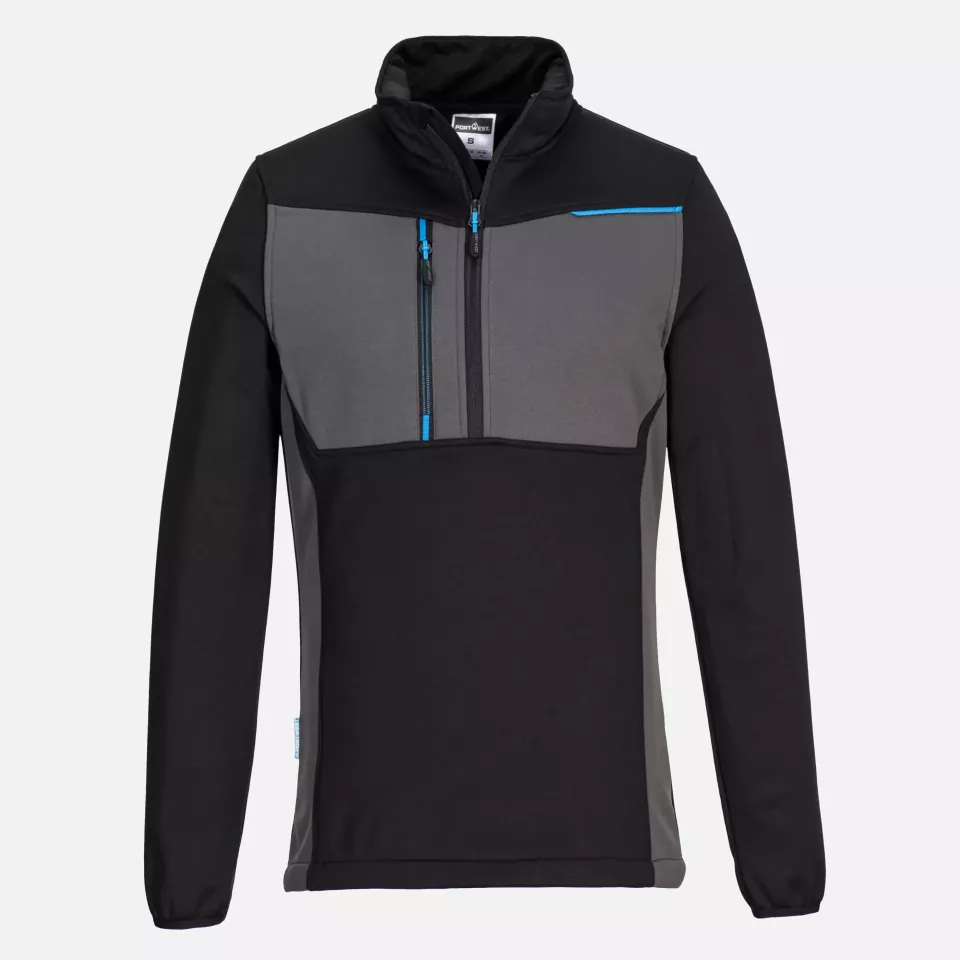 Portwest T755BKR, WX3 Half Zip Tech Fleece, Black, image 1, gallery thumbnail