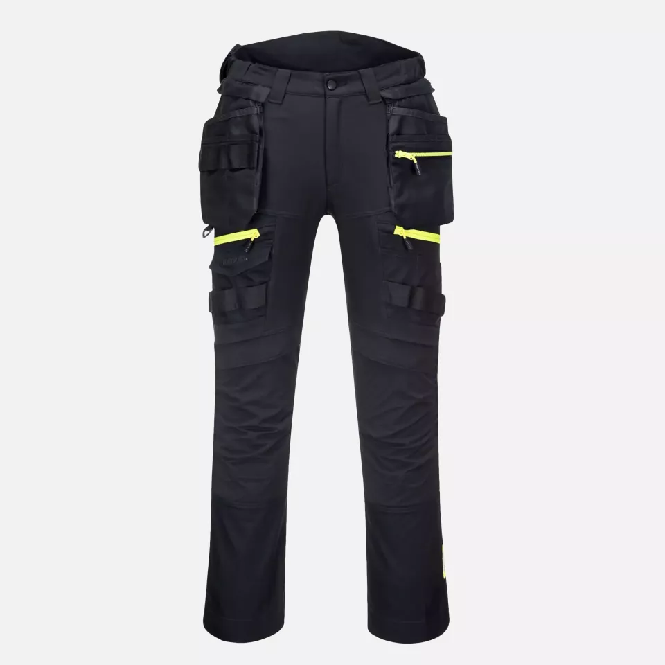 Portwest DX440BKS, DX4 Detachable Holster Pocket Trousers, Black Short, image 1, gallery thumbnail