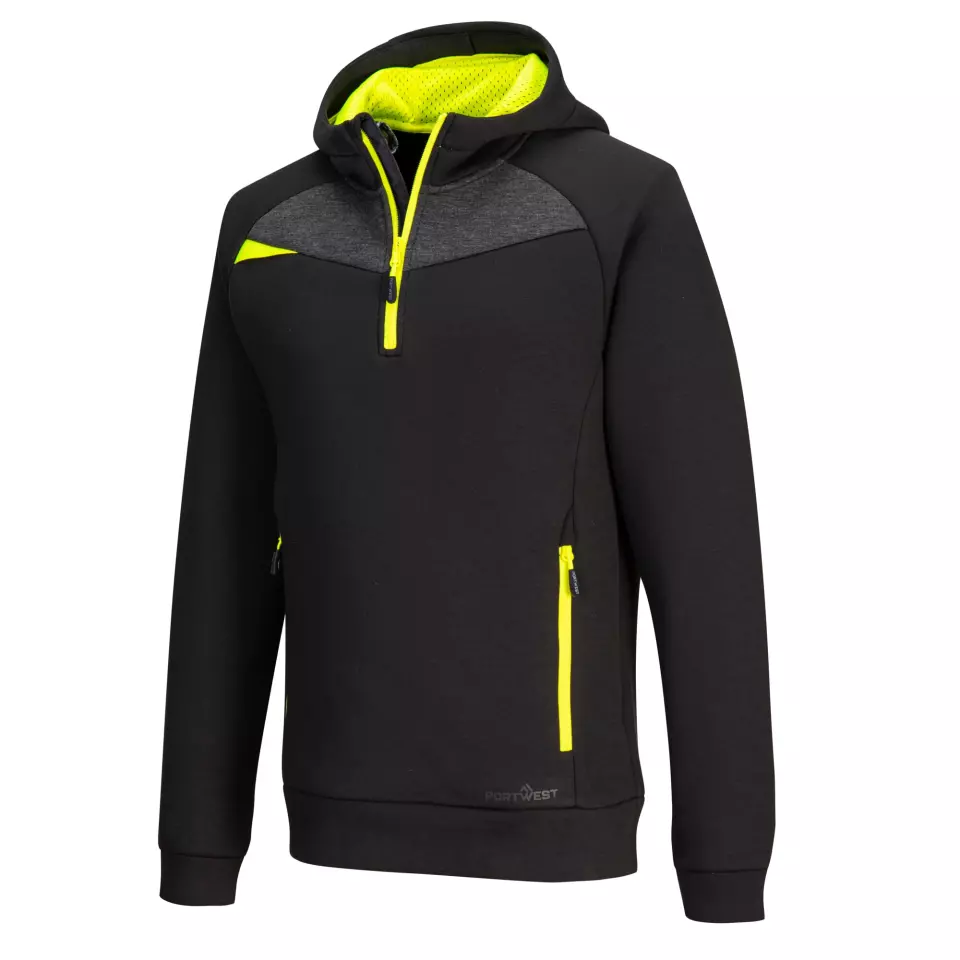 Portwest DX467BKR, DX4 Quarter Zip Hoodie, Black, image 3, gallery thumbnail